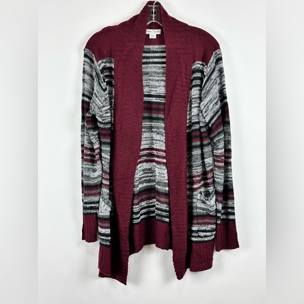 Women's Striped Knitted Open Front Cardigan